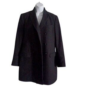 Banana Republic Mens Size M Black Preppy Peacoat Plaid Wool Windowpane Car Coat